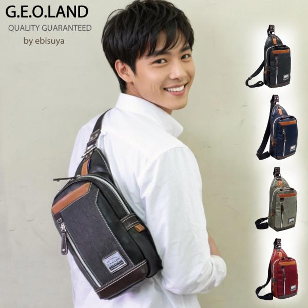 【G.E.O.LAND】 EBISUYA ボディバック ワンショルダー  合成皮革 フェイク メンズ...
