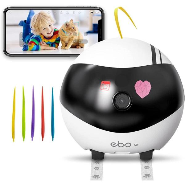 EBO Air 自走式 360度 ペットカメラ 見守りカメラ 室内防犯 高画質 赤ちゃん 猫用品 犬...