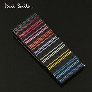 ポールスミス マネークリップ PaulSmith ブラック/レインボーストライプ M1A MONE ACOLBL 92 MEN MONEYCLIP STRIPE｜ebsya