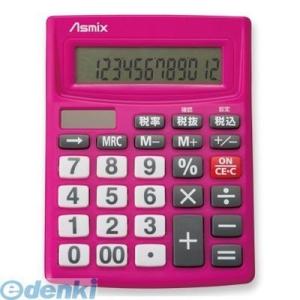 アスカ  C1234P ビジネス電卓カラー ピンク 12桁 税計算 4522966523011 kt405208 施設用家具｜ebuhin