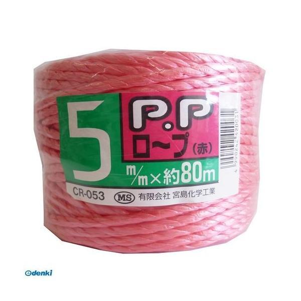 宮島化学工業  CR053 PPロープ 赤 幅5mm×長さ80m