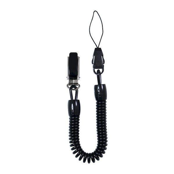 MODM-B-BK 藤本電業 極太ストラップ（直径10mmコイル/クリップ式/伸長最長90cm/ブラ...