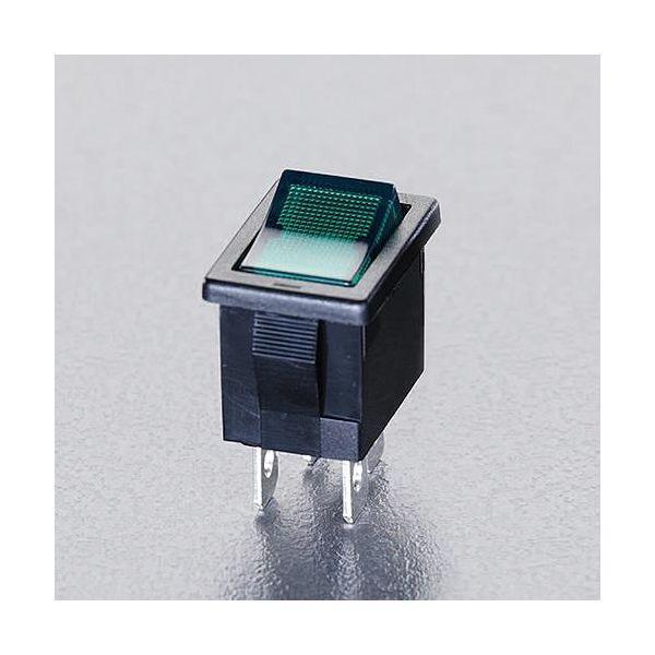 エスコ EA940DH-401 125Ｖ/9Ａ2極単投ネオン球照光ロッカースイッチ 緑 EA940D...