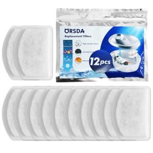 ORSDA 3Lペット自動給水器専用交換用活性炭フィルター 12枚入 イオン交換樹脂 軟水化 活性炭 安全 清潔 被毛濾過
