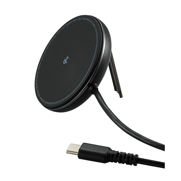 エレコム ELECOM マグネットQi2規格対応ワイヤレス充電器 15W 2way 卓上 ブラック ...