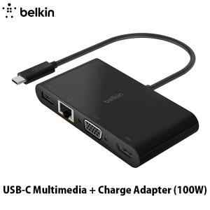 BELKIN ベルキン USB-C マルチメディア + USB-C 100W PD対応 変換アダプタLANポート、HDMI、VGA, USB-A、USB-C AVC004btBK ネコポス不可｜ec-kitcut