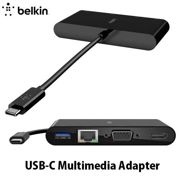 BELKIN ベルキン USB-C マルチメディア変換アダプタ LANポート HDMI VGA US...