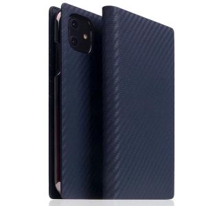 SLG Design エスエルジー デザイン iPhone 12 / 12 Pro carbon leather case 本革 カーボン柄 手帳型ケース Navy SD19721i12P ネコポス不可