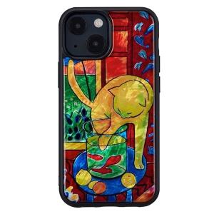 iPhone13mini ケース Ikins アイキンス iPhone 13 mini 天然貝ケース 魚と猫 I21035i13MN ネコポス