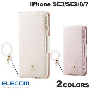 エレコム iPhone SE 第3世代 / SE 第2世代 / 8 / 7 レザーケース 手帳型 Enchante'e 磁石付き リング付き ホワイト ネコポス送料無料｜ec-kitcut