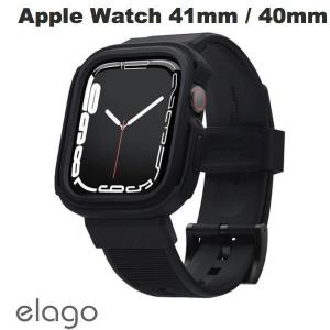 elago エラゴ Apple Watch 41mm Series 9 / 8 / 7 / 40mm SE 第2世代 / SE / 6 / 5 / 4 バンド一体型 ARMOR CASE Black EL_W41CSTPAH_BK ネコポス不可｜ec-kitcut
