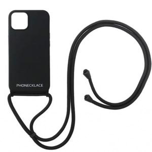 PHONECKLACE フォンネックレス iPhone 13 mini ロープネックストラップ付き シリコンケース ブラック PN23248i13MNBK ネコポス送料無料｜ec-kitcut