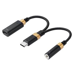ELECOM 音声変換ケーブル 高耐久 USB Type-C to 3.5mmステレオミニ端子 DAC搭載 ハイレゾ対応 給電ポート付 PD対応 ブラック ネコポス送料無料｜ec-kitcut
