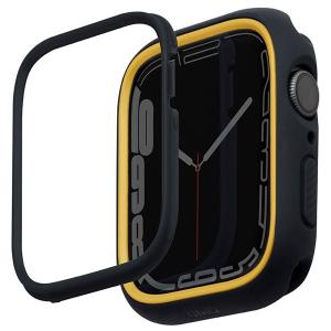 UNIQ Apple Watch 45mm Series 8 / 7 / 44mm SE 第2世代 SE / 6 / 5 / 4 MODUO CASE WITH INTERCHANGEABLE PC BEZEL MIDNIGHT BLACK/MUSTARD ネコポス不可