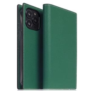 SLG Design エスエルジー デザイン iPhone 14 Pro Hybrid Grain Leather Case 本革 手帳型ケース Sea Green SD24317i14PGR ネコポス不可
