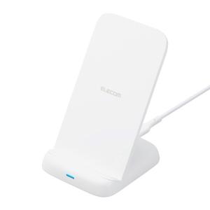 エレコム ELECOM Qi規格対応 ワイヤレス充電器 10W スタンドタイプ USB-C-USB-Cケーブル付属 ホワイト W-QS08WH ネコポス不可｜ec-kitcut