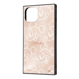 ingrem イングレム iPhone 14 / 13 ディズニーキャラクター 耐衝撃ハイブリッドケース KAKU OTONA_ミッキーラインアート ネコポス