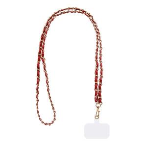 ingrem イングレム スマートフォン用 ショルダーストラップ PUレザー チェーン レッド IS-STR3/CR ネコポス可