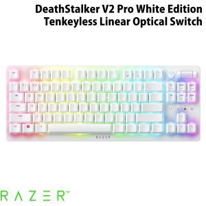 Razer DeathStalker V2 Pro Tenkeyless 英語配列 有線 / ワイヤレス 薄型ゲーミングキーボード Linear Optical Switch White Edition ネコポス不可｜ec-kitcut