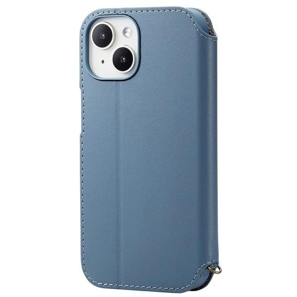 エレコム ELECOM iPhone 15 ソフトレザーケース 磁石付 NEUTZ ブルー PM-A...
