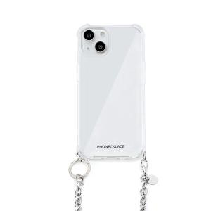 PHONECKLACE フォンネックレス iPhone 15 チェーンショルダーストラップ付き クリアケース シルバー PN25558i15 ネコポス送料無料｜ec-kitcut