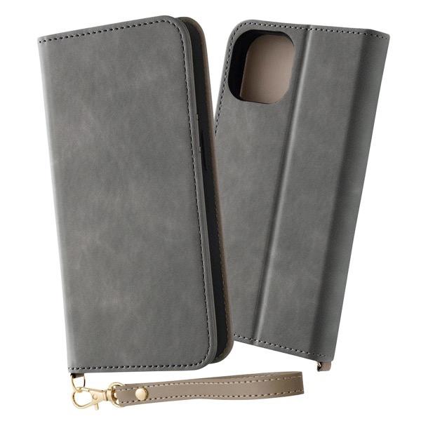 ingrem イングレム iPhone 15 耐衝撃 手帳型レザーケース Raffine グレー I...