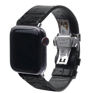 ABBI SIGNATURE アビー シグネチャ Apple Watch 49 / 45 / 44 / 42mm LIPARI イタリアンレザーバンド ブラック ABS26141AW ネコポス不可｜ec-kitcut