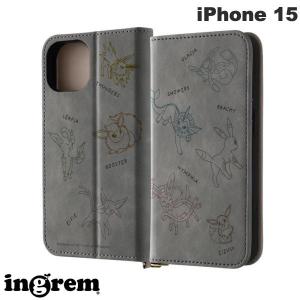 ingrem イングレム iPhone 15 ポケットモンスター 手帳型レザーケース Raffine イーブイ_ブイズ IJ-PP41DML2GR/PK53 ネコポス送料無料｜ec-kitcut