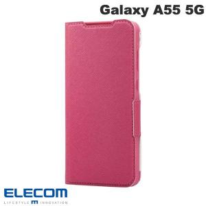 エレコム ELECOM Galaxy A55 5G レザーケース 手帳型 UltraSlim Flowers 薄型 磁石付き ディープピンク PM-G243PLFUJPND ネコポス送料無料｜ec-kitcut