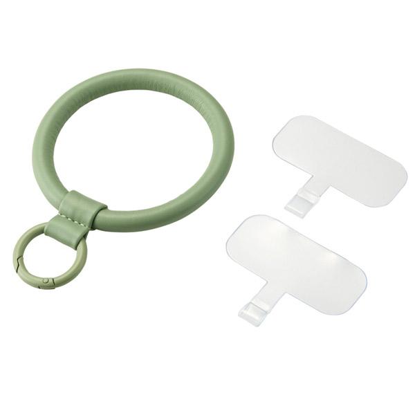 エレコム ELECOM スマートフォン用 ハンドストラップ レザーリング &amp;me ホールシート付属2...