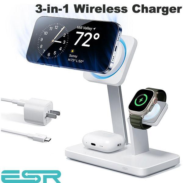 ESR Qi2 25W ワイヤレス充電器 スタンド Apple Watch AirPods 3-in...