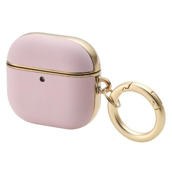 エレコム ELECOM AirPods 4 ソフトレザーケース &amp;me メッキライン ダスティピンク...