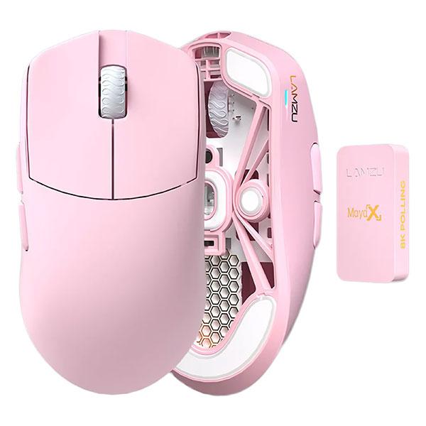 LAMZU Maya X 8Kレシーバー付属 ワイヤレスゲーミングマウス Light Pink ラム...