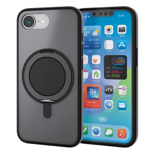 エレコム ELECOM iPhone 16e ハイブリッドケース MAGKEEP スタンド マットブ...