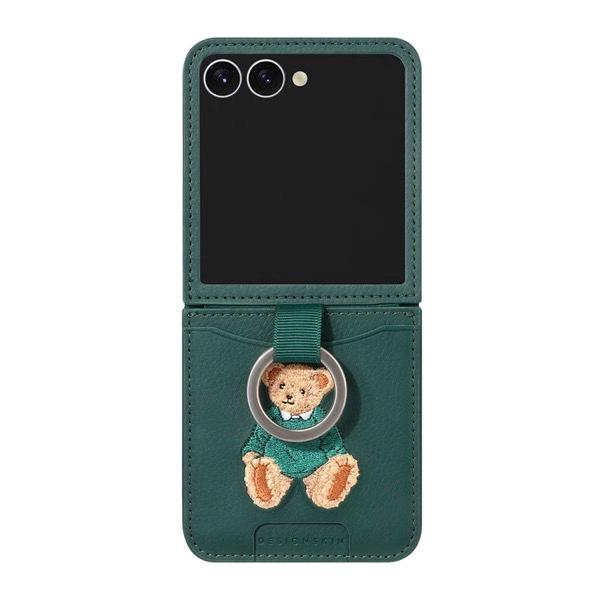 DESIGNSKIN デザインスキン Galaxy Z Flip7 ベア刺繍カードポケット付きケース...