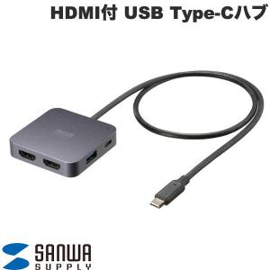 SANWA サンワサプライ 2画面出力対応 HDMI付 USB Type-Cハブ USB Ax2 USB-Cx2 PD対応 USB-5TCHHP32BK