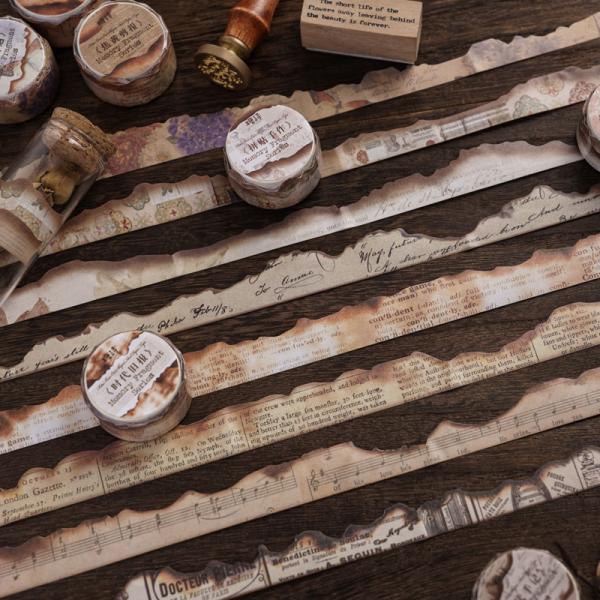 コラージュ 素材 ロールシール シール 英語 英字 楽譜 ジャンクジャーナル アンティーク ヴィンテ...