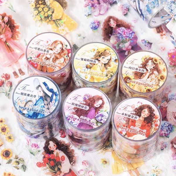 コラージュ 素材 マスキングテープ マステ 人物 女の子 女性 花束 ジャンクジャーナル アンティー...