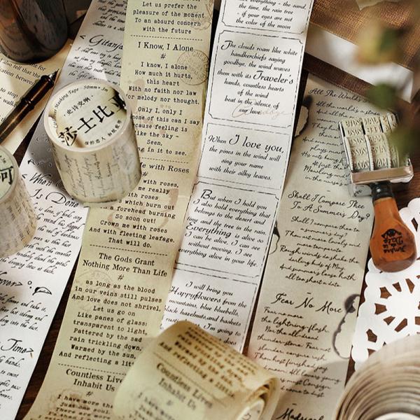 コラージュ 素材 マスキングテープ マステ 英語 英字 英単語 文学 ジャンクジャーナル アンティー...