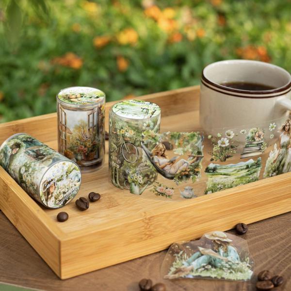 コラージュ 素材 マスキングテープ マステ 人物 女性 女の子 ピクニック ジャンクジャーナル アン...