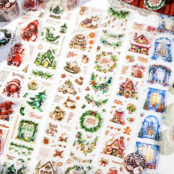 コラージュ 素材 ロールシール クリスマス ツリー リース 女性 女の子 人物 サンタクロース プレ...