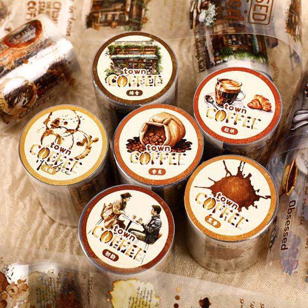 コラージュ 素材 ロールシール コーヒー 珈琲 カフェ 珈琲豆 喫茶店 英語 フレーズ アルファベッ...