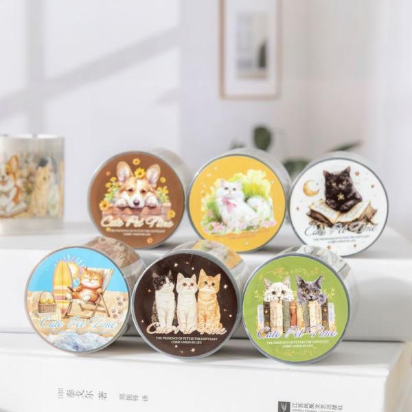 MT727 犬 猫 ビーチ 黒猫 本棚 ドッグラン マステ ロールシール コラージュ素材 コラージュ...