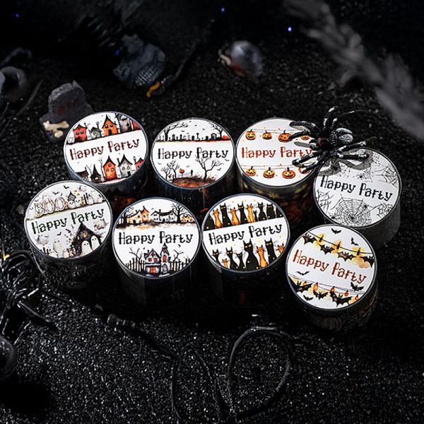 MT753 ハロウィン お化け 幽霊 墓地 ネコ クモ 蜘蛛の巣 カボチャ マステ ロールシール コ...