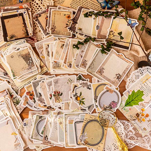 コラージュ 素材 デザイン ペーパー メモ ラベル タグ 手紙 ジャンクジャーナル アンティーク ヴ...