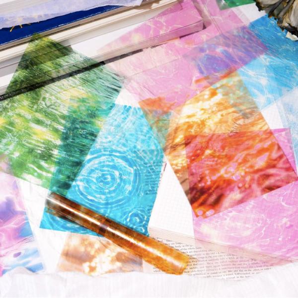 コラージュ 素材 デザイン ペーパー 波紋 水面 水 波 透明感 ジャンクジャーナル アンティーク ...