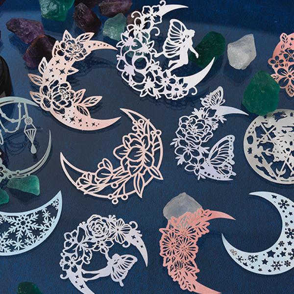 コラージュ 素材 デザイン ペーパー 月 妖精 地球 切り絵 ジャンクジャーナル アンティーク ヴィ...