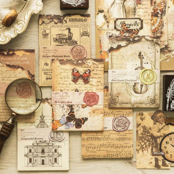 コラージュ 素材 デザイン ペーパー 手紙 英語 楽譜 英文 ジャンクジャーナル アンティーク ヴィ...