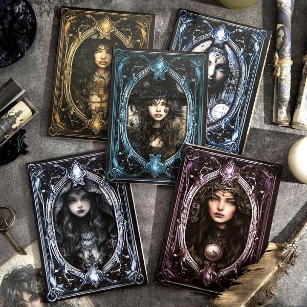 コラージュ 素材 デザイン ペーパー 背景 人物 女性 魔法 猫 ジャンクジャーナル アンティーク ...