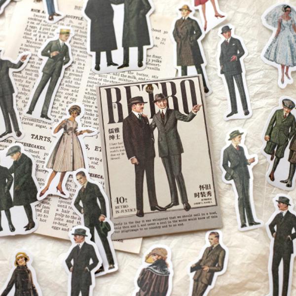 コラージュ 素材 シール 紳士 淑女 男性 スーツ ジャンクジャーナル アンティーク ヴィンテージ ...